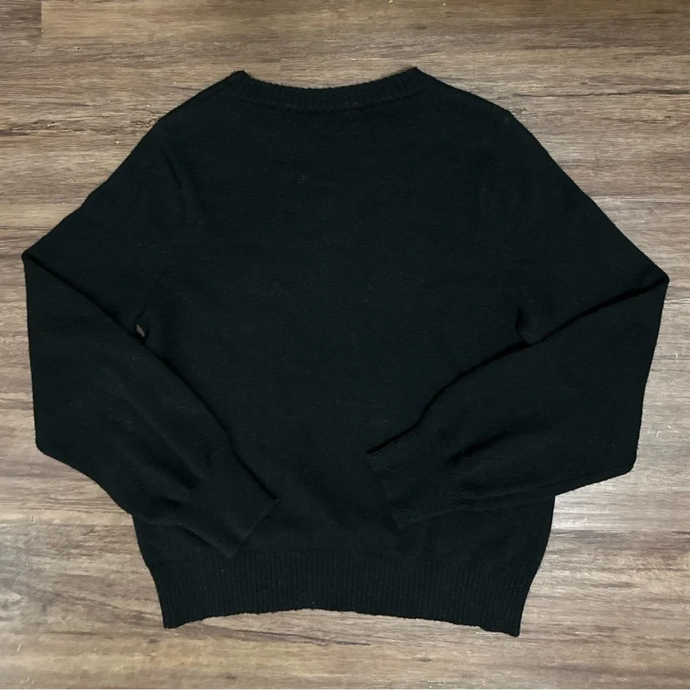 J. Crew Crewneck Sweater with Jeweled Buttons in Black. Size L